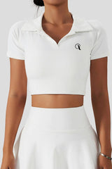 Alice Collared Crop Top -White
